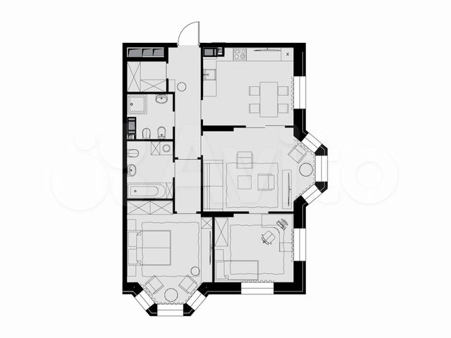 3-к. квартира, 82,3 м², 6/26 эт.