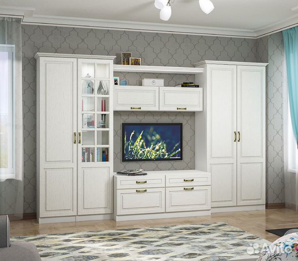 Шкаф навесной Ливерпуль Белый,ясень ваниль