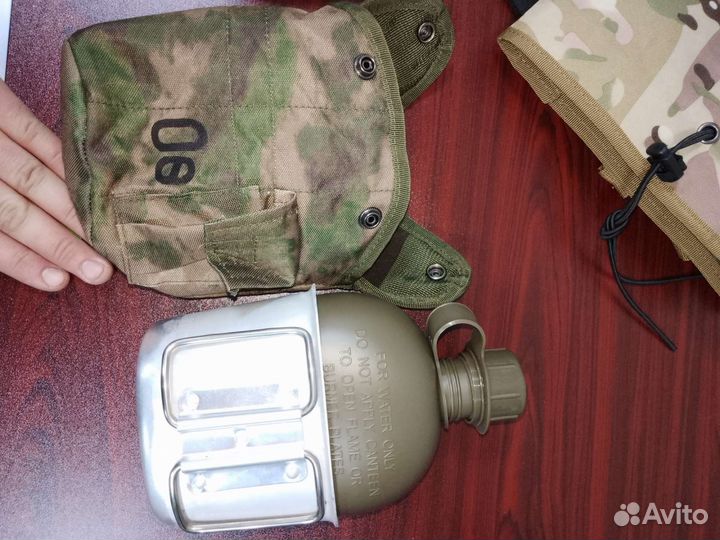 Походная фляга 1л с котелком 0.5л,чехол цвет Мох