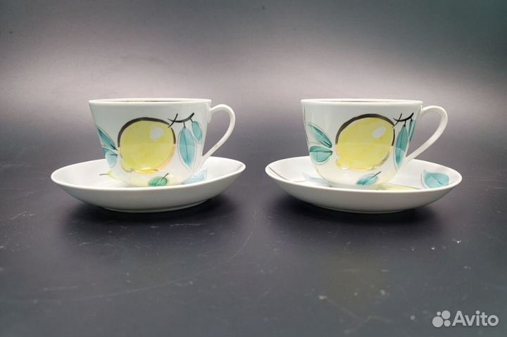 Большая чайная пара Лимон гигант Дулево