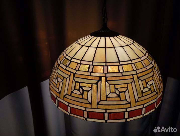 Люстра-абажур витражная Massive на длинной цепи