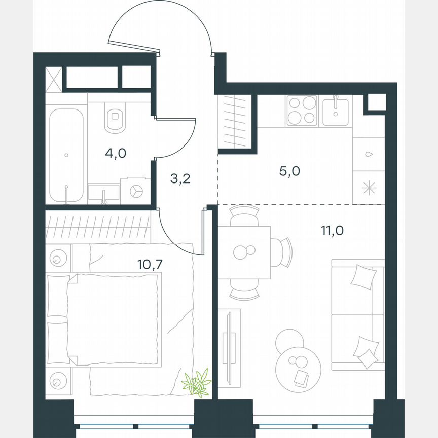 2-к. квартира, 33,9 м², 9/48 эт.