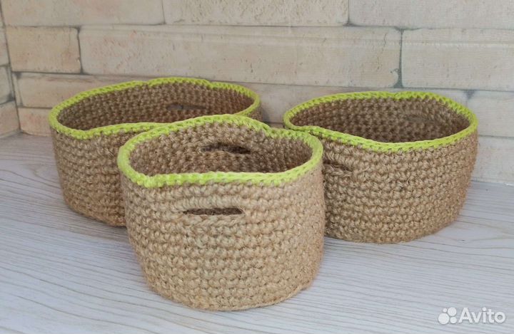 Корзинки на заказ. Вязание из джута