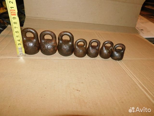 Антикварные фунтовые гири 7 шт. ри клейма-пробы,по