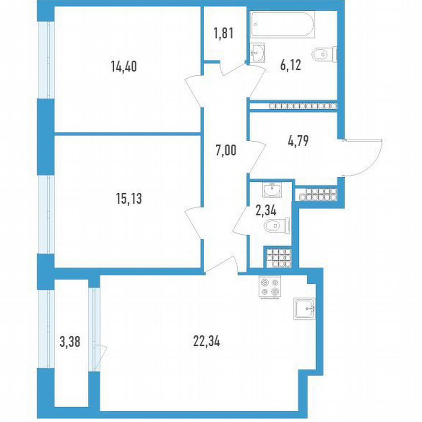 2-к. квартира, 75 м², 14/23 эт.