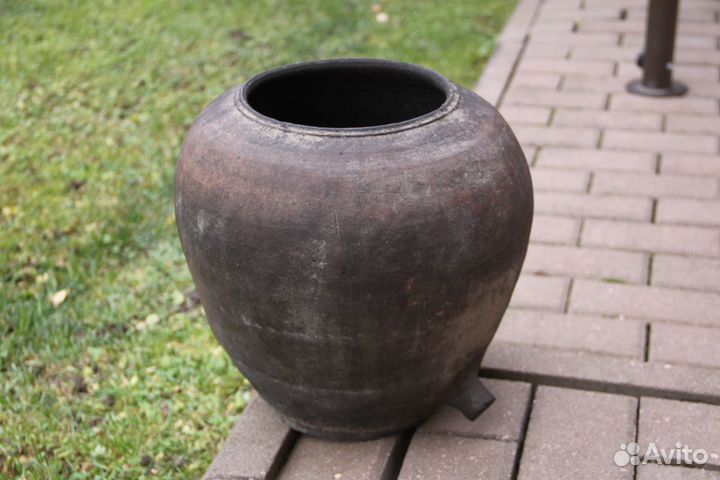 Горшок большой глиняный старинный 19 век Посуда №3