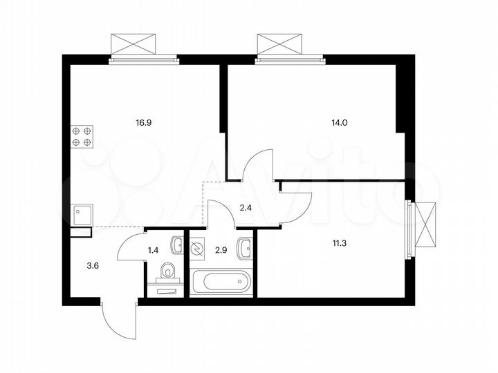 2-к. квартира, 52,5 м², 15/16 эт.