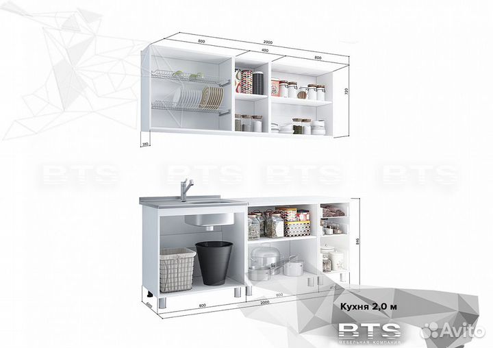 Кухонные гарнитуры Монро Мдф 1.5 и 2.0 метра