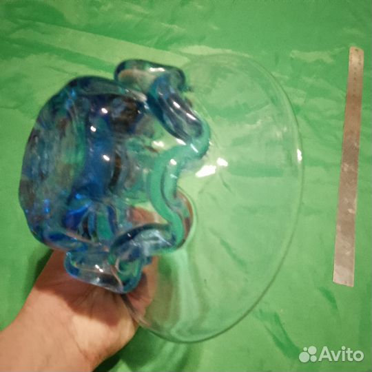 Конфетница бирюзовое стекло СССР