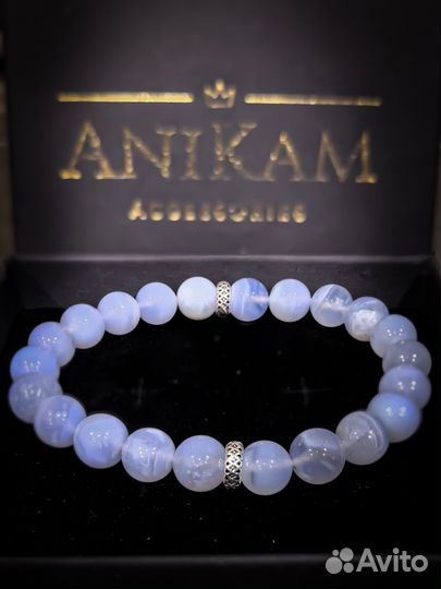 Браслет из сапфирина (голубого агата)