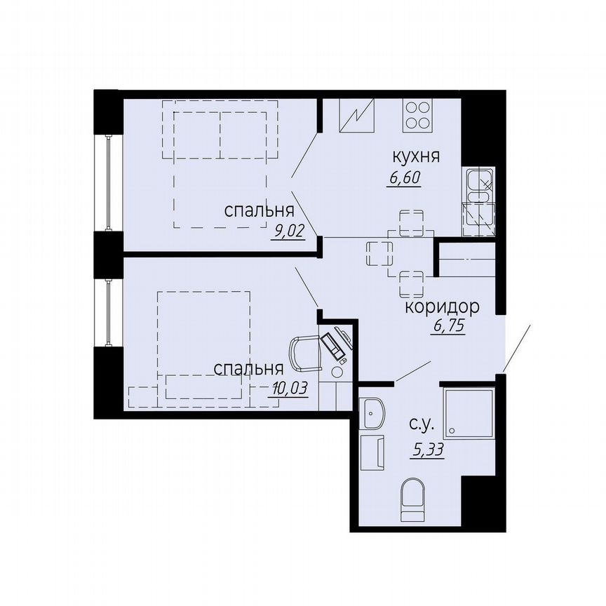 2-к. апартаменты, 37,7 м², 9/10 эт.