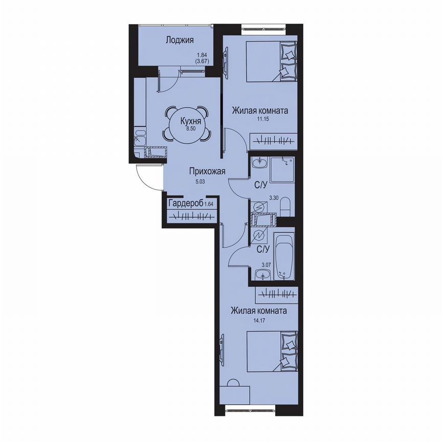 2-к. квартира, 48,7 м², 2/9 эт.