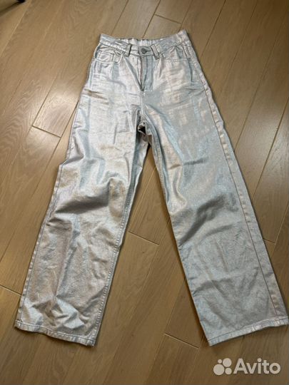 Джинсы sela серебряные 158