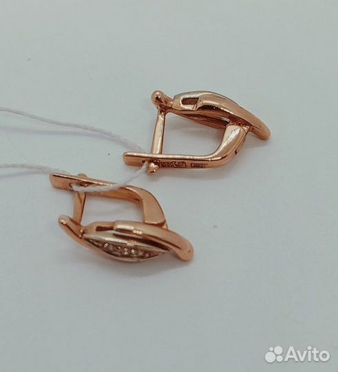 Серьги с синтетическим камнем Золото