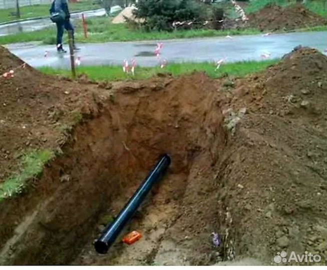 Прокол под дорогой.Монтаж водопровода,конализации