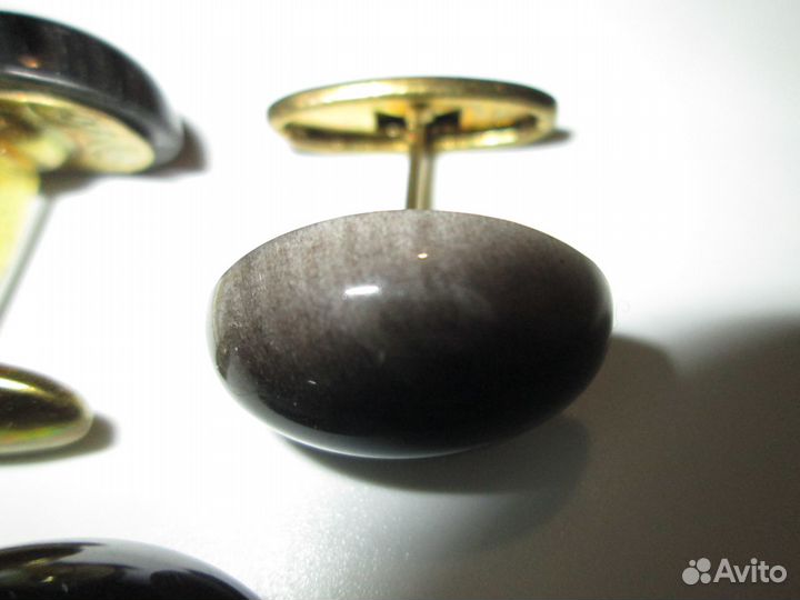 Запонки и зажим с натуральными камнями, винтаж