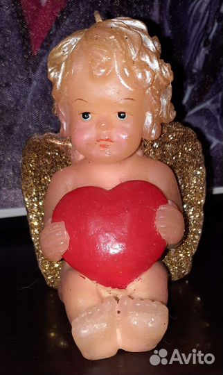 Винтажная Свеча Ангел Купидон Амур с Сердцем