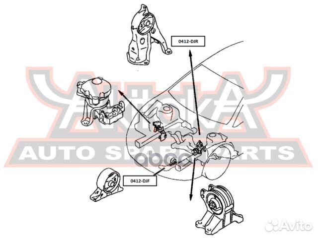 Подушка двигателя зад прав/лев 0412DJR asva
