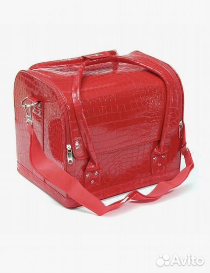 Бьюти-кейс красный лаковый для визажиста/стилиста