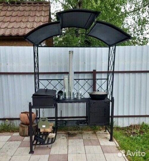 Мангал с печкой под казан