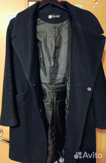 Женское пальто на осень темно-синее 48-50размер
