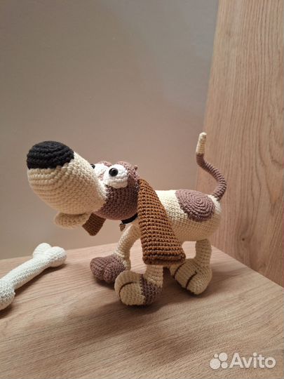 Вязаные игрушки ручной работы собачка