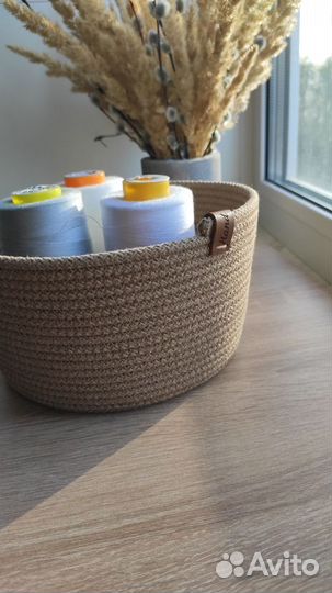 Корзина из хлопкового шнура интерьерная