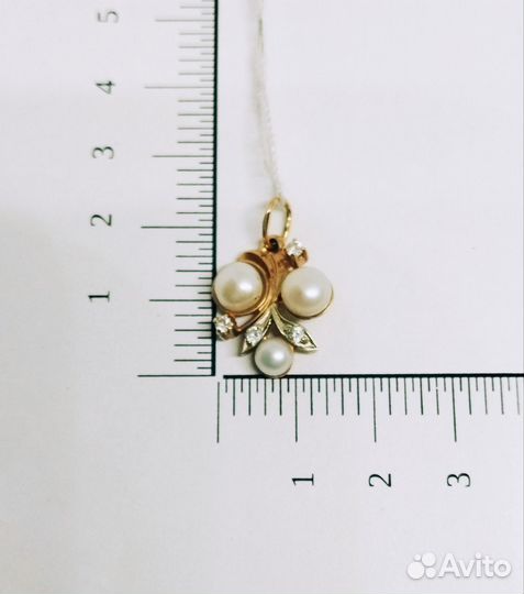 Золотая подвеска 583 пробы с жемчугои