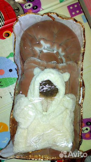 Конверт зимний на овчине для новорождённых