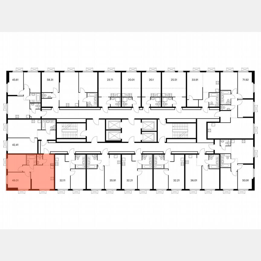 2-к. квартира, 48 м², 29/38 эт.