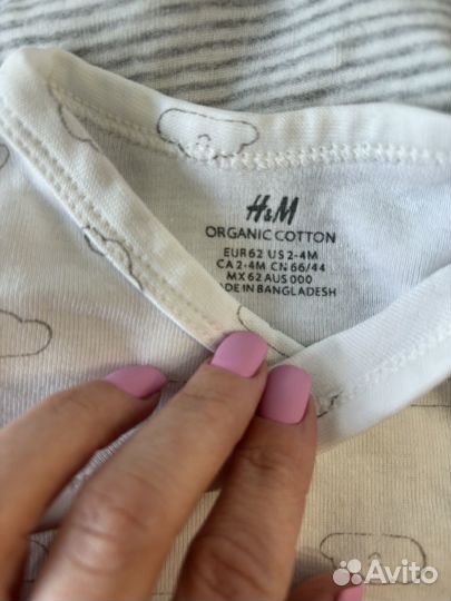 Набор из 3 боди на запахе 2-4 мес H&M 62