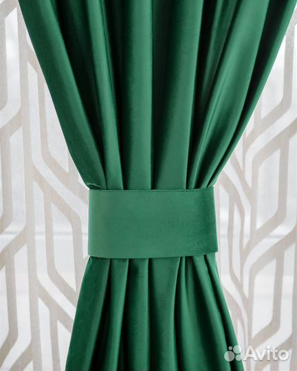Комплект штор бархат Беллиссимо Изумруд