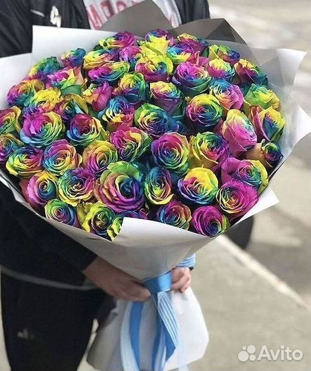 Доставка букетов и цветов. Радужные розы