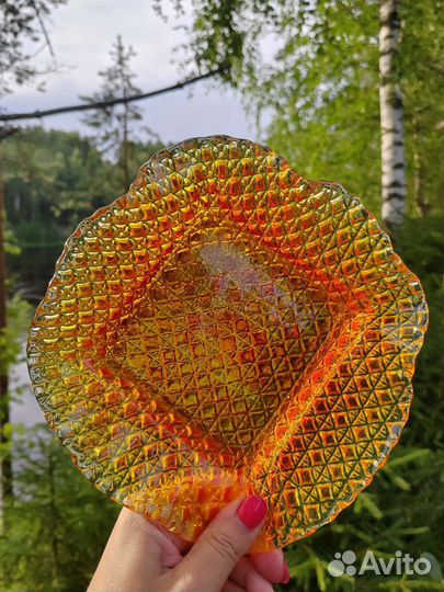 Вазочка конфетница ваза цветное стекло