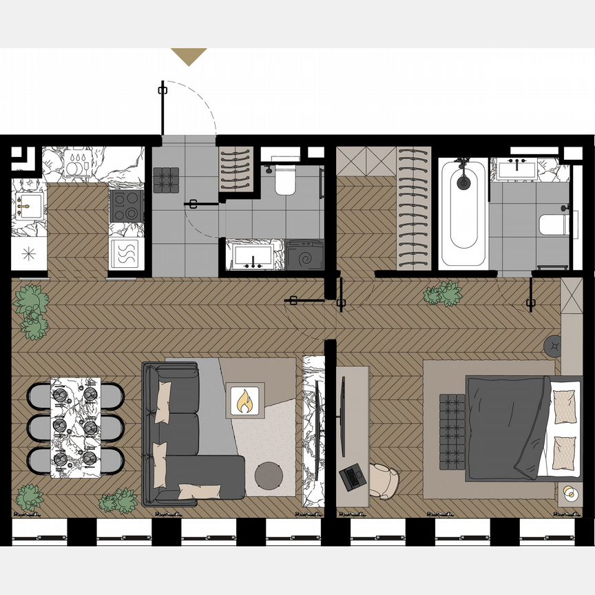 1-к. апартаменты, 65,2 м², 23/23 эт.