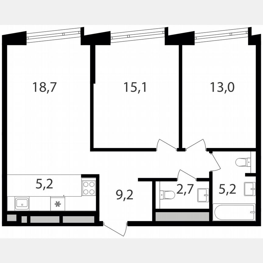 2-к. квартира, 69,1 м², 19/25 эт.