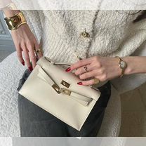 Сумка женская Hermes Kelly Pochette белая маленька