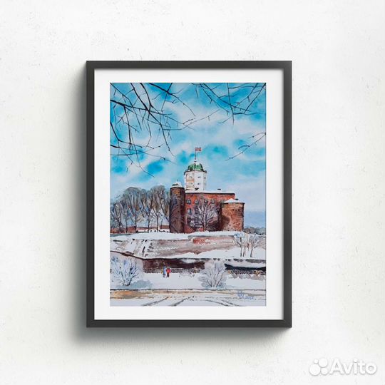 Акварельные картины. Триптих. Средневековый Выборг