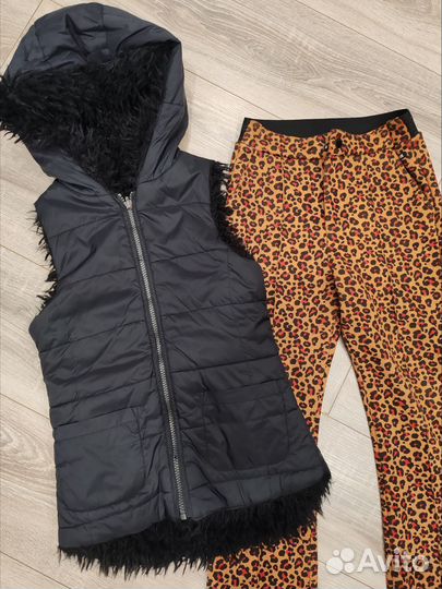 Меховой жилет лама и брюки леопард