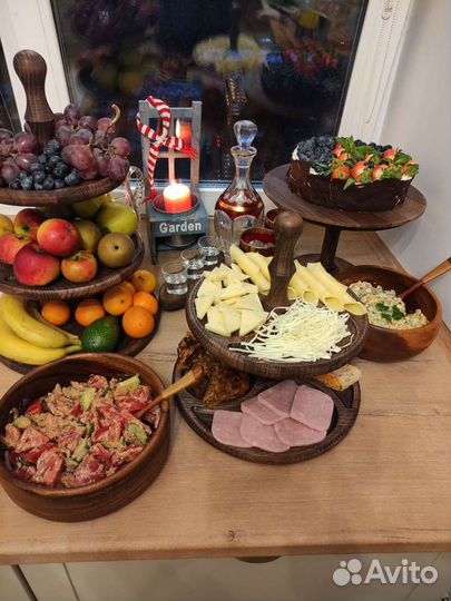 Вращающаяся тортовница, тортовница, деревянная пос