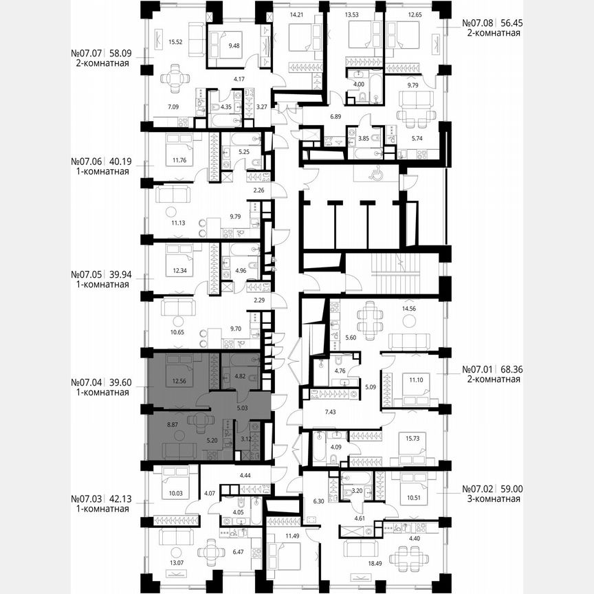 1-к. квартира, 39,6 м², 7/27 эт.