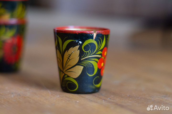 Рюмка деревянная. Хохлома.ссср