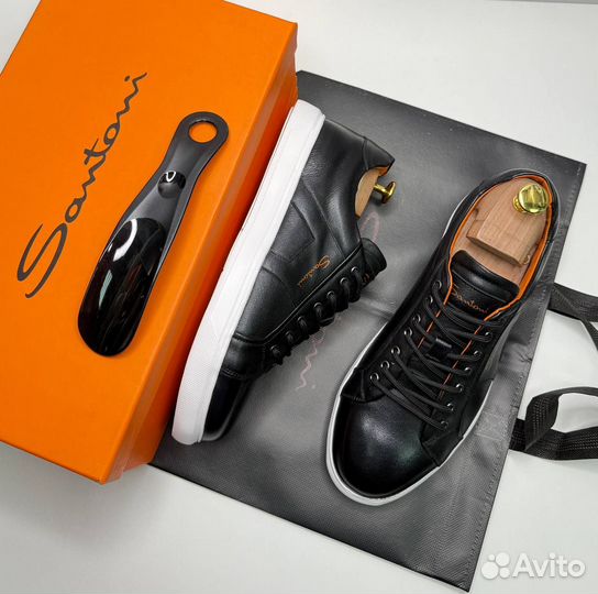 Кеды мужские кожаные santoni