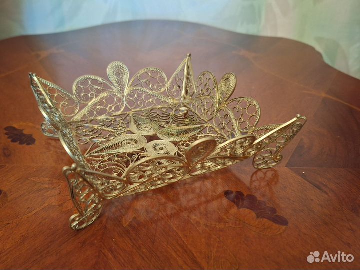 Конфетница, мелочница ажурная металлическая