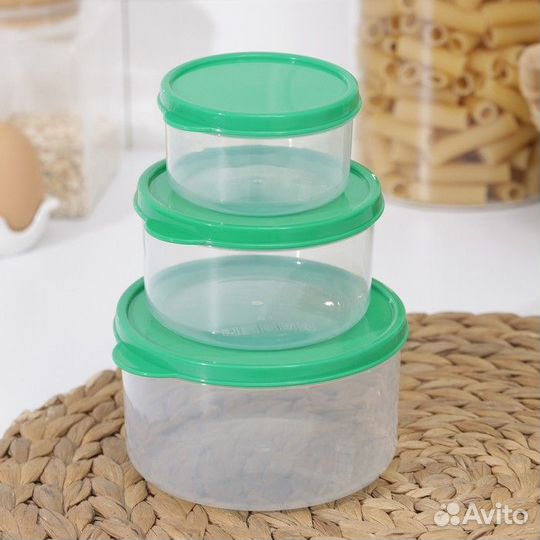 Набор контейнеров пищевых круглых Доляна, 3 шт: 15