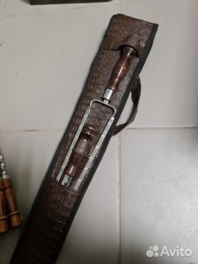 Набор шампуров в колчане кожзам