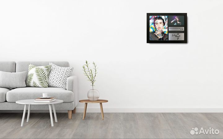 Lil Peep автограф на металле в рамке подарочный