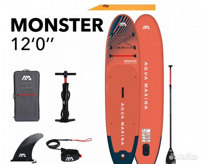 Новый SUP Aqua Marina Monster 12' SS23 гар. 5лет
