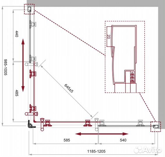 Душ. уголок BelBagno 120x100 uno-195-ah-2-120/100