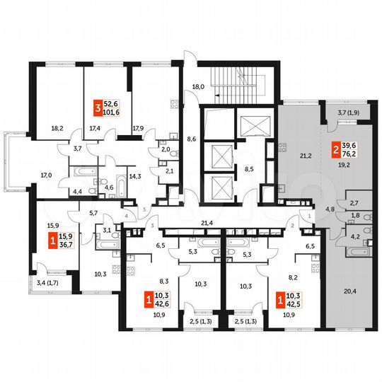 2-к. квартира, 76,2 м², 8/47 эт.
